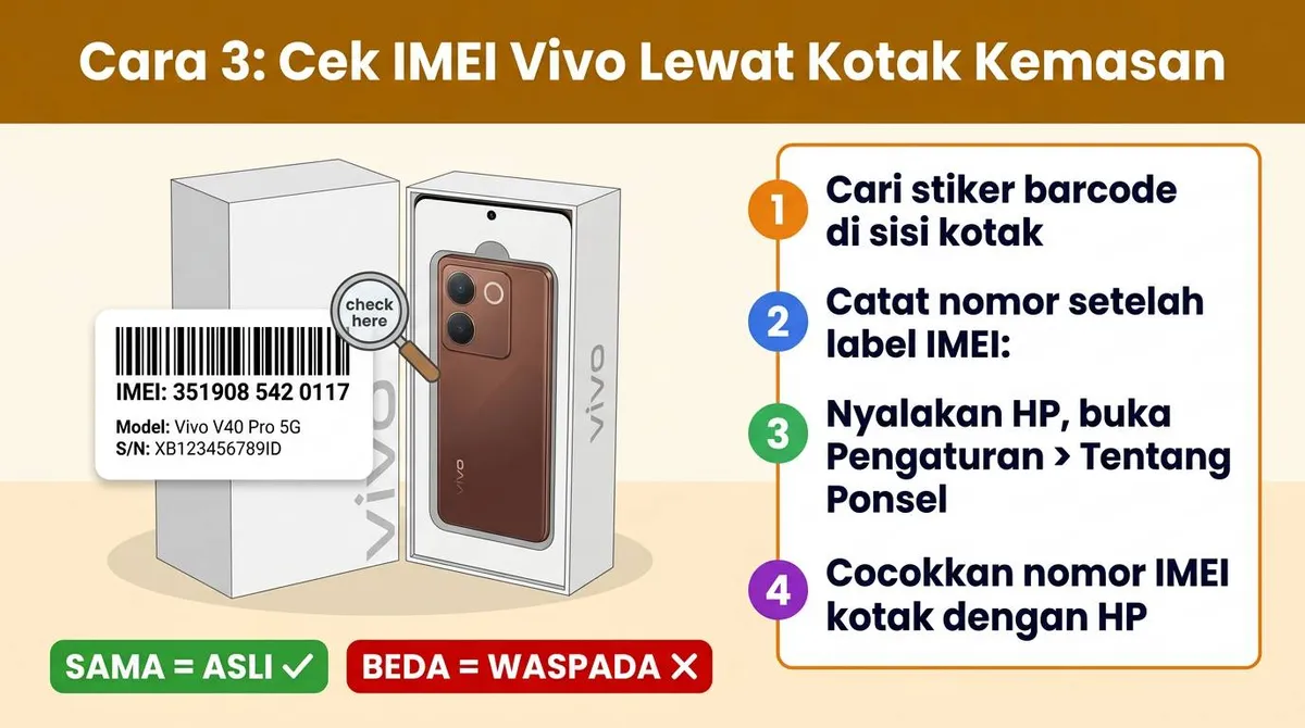 Cara Cek IMEI Vivo lewat Kotak Kemasan