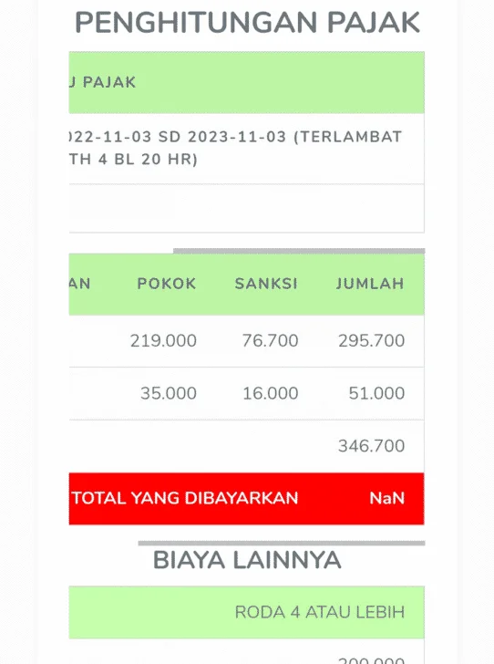 hasil akhir cek pajak kendaraan online