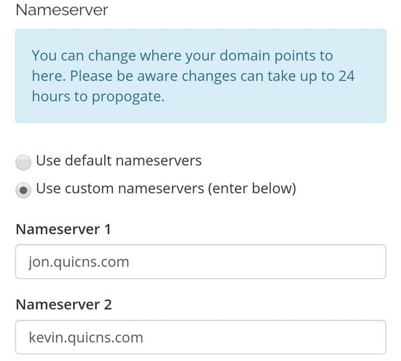 Setting Name Server Domain