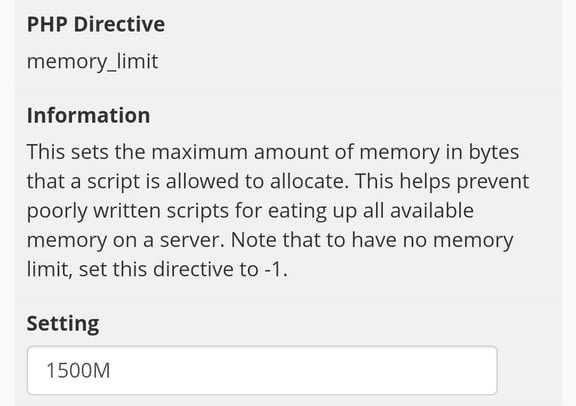 php memory limit fix